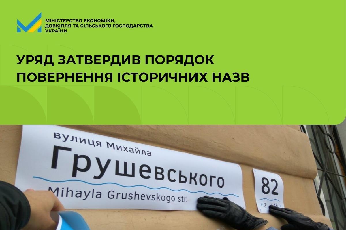 Уряд затвердив порядок повернення історичних назв