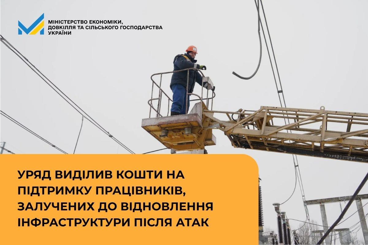 Уряд виділив кошти на підтримку працівників, залучених до відновлення інфраструктури після атак