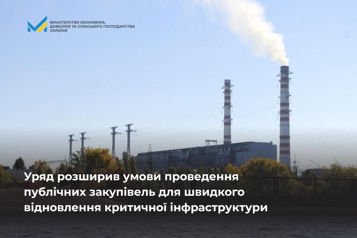 Уряд розширив умови проведення публічних закупівель для швидкого відновлення критичної інфраструктури