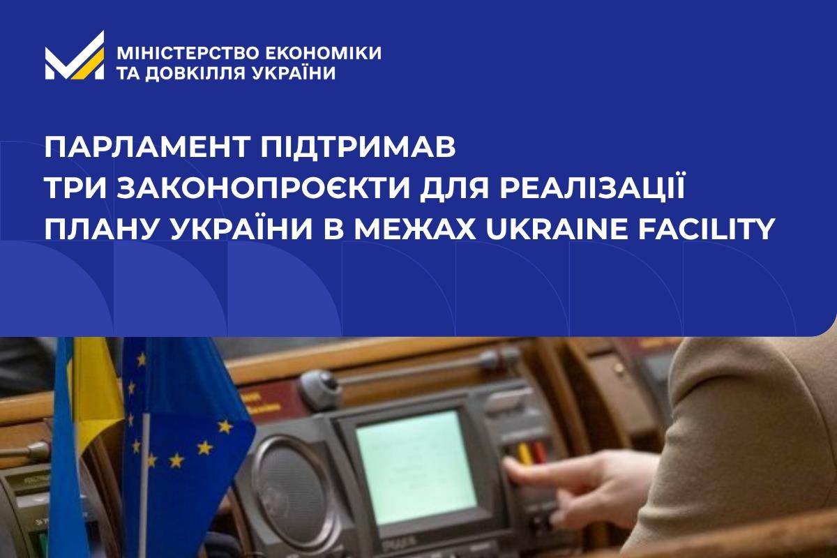 Парламент підтримав низку законів для реалізації Плану України в межах Ukraine Facility