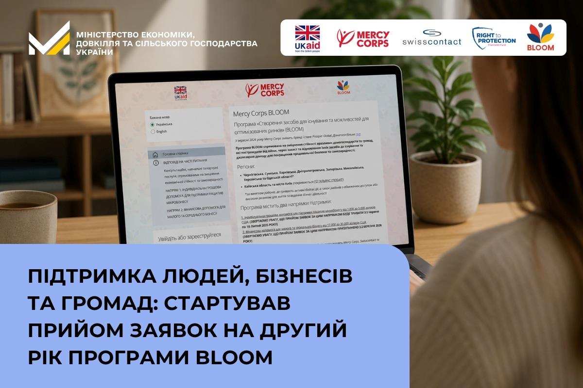 Підтримка людей, бізнесів та громад: стартував прийом заявок на другий рік програми BLOOM