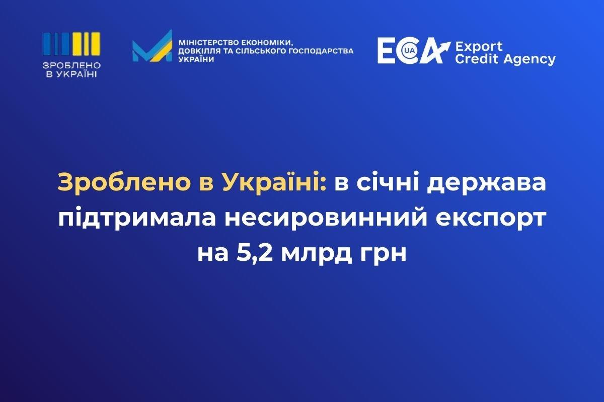 Зроблено в Україні: в січні держава підтримала несировинний експорт на 5,2 млрд грн