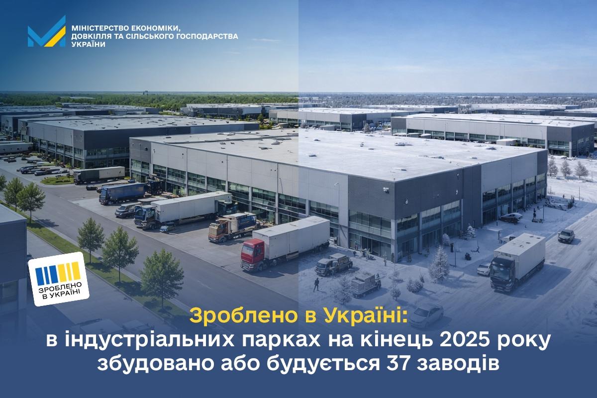 Зроблено в Україні: в індустріальних парках на кінець 2025 року збудовано або будується 37 заводів