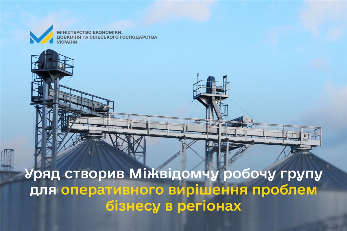 Створено  Міжвідомчу робочу групу (МРГ) для оперативного вирішення проблем бізнесу в регіонах